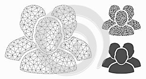 User Group Vector Mesh Wire Frame Model and Triangle Mosaic Icon