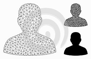 User Vector Mesh Wire Frame Model and Triangle Mosaic Icon