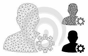 User Options Vector Mesh Wire Frame Model and Triangle Mosaic Icon