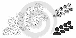 User Queue Vector Mesh 2D Model and Triangle Mosaic Icon