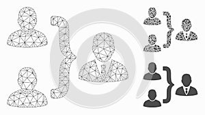 User Union Vector Mesh Carcass Model and Triangle Mosaic Icon