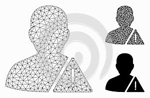 User Warning Vector Mesh Carcass Model and Triangle Mosaic Icon