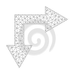 Mesh Vector Bifurcation Arrow Right Down Icon