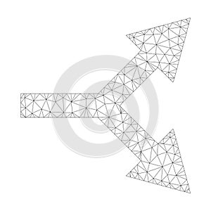 Mesh Vector Bifurcation Arrow Right Icon