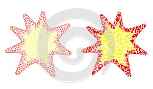 Polygonal Network Mesh Exploding Boom and Mosaic Icon