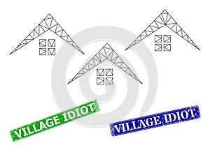 Scratched Village Idiot Stamp Imitations and Triangle Mesh Village Icon photo