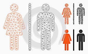 WC Vector Mesh 2D Model and Triangle Mosaic Icon