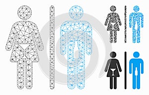WC Persons Vector Mesh 2D Model and Triangle Mosaic Icon