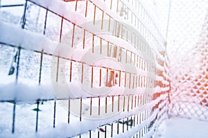 Mesh in winter on nature in park background