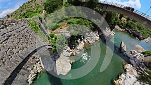 Mesi Bridge historic stone bridge in Albania