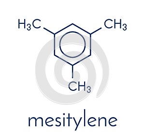 Mesitylene aromatic hydrocarbon molecule. Important solvent in chemical industry and volatile organic compound VOC pollutant in.