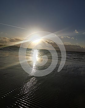 Mesmerising winter beach sunset