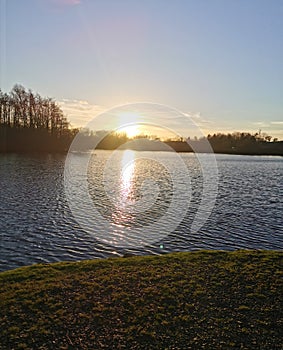 Mesmerising winter lake sunset