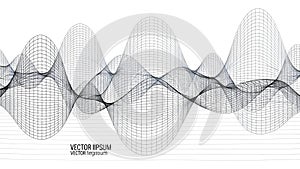Abstract Wireframe Grid Wave Background