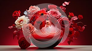 Ethereal Love: Vibrant Swirls of Red and Pink in an Abstract Composition photo