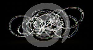 Dynamic Abstract Light Trails on Black Background