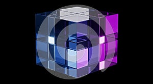 Abstract cube with blue and purple