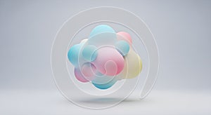 Abstract 3D blob with pastel gradient colors floating against a light grey background