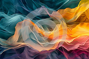 A mesmerizing abstract digital artwork featuring fluid, silk-like waves