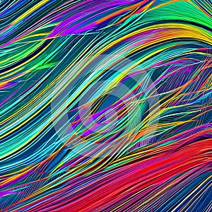 A mesmerizing abstract digital texture with vibrant neon colors intertwining in a chaotic yet harmonious pattern3, Generative AI