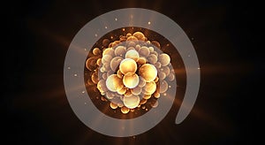 Abstract Golden Orb Cluster with Radiant Light