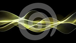 Abstract Yellow Digital Wave Flow Visualization on Black Background