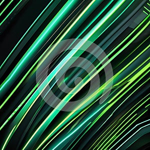 Mesmerizing abstract wallpaper with dynamic green neon lines pulsating and weaving energetically over a dark black background1