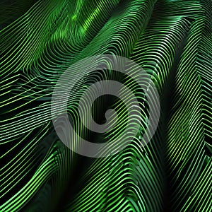 Mesmerizing abstract wallpaper with dynamic green neon lines pulsating and weaving energetically over a dark black background3