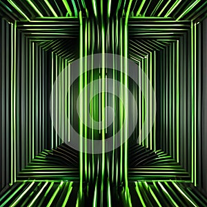 Mesmerizing abstract wallpaper with dynamic green neon lines pulsating and weaving energetically over a dark black background4