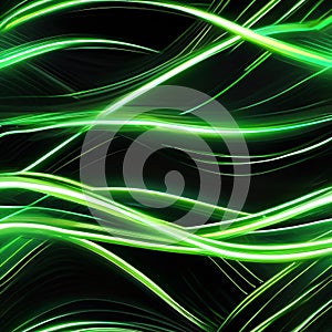 Mesmerizing abstract wallpaper with vibrant green neon lines pulsating and weaving energetically over a sleek black background1