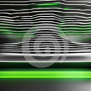 Mesmerizing abstract wallpaper with vibrant green neon lines pulsating and weaving energetically over a sleek black background3