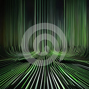 Mesmerizing abstract wallpaper with vibrant green neon lines pulsating and weaving energetically over a sleek black background4