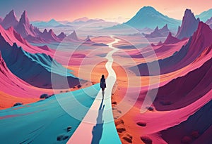 Surreal Sci-Fi Landscape - Minimalist Dreamscape Wall Art photo