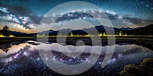 Beauty of the stars, moon, and celestial phenomena in the night sky. Generative AI photo