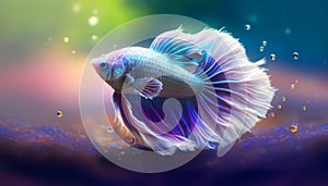 Mesmerizing Betta Fish in a Vivid Underwater World. Generative AI