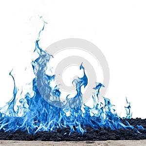 Blue fire isolated on transparent background