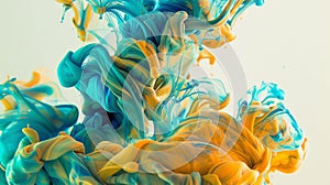 Mesmerizing Blue and Orange Ink Swirls in Water Abstract
