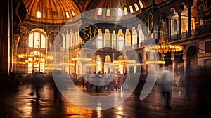 mesmerizing blurred hagia sophia interior