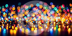 Bokeh of lights on black background photo