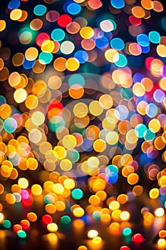 Bokeh of lights on black background photo