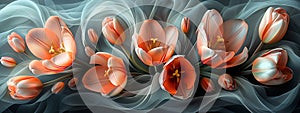 A mesmerizing burst of vibrant orange and silver in a bunch of fractal flowers.