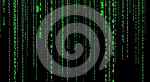 Digital Rain: Green Code Streams on Black Background