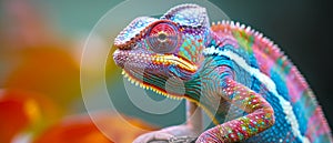 Mesmerizing Closeup Of A Colorful Chameleon Lizard Captivating Viewers