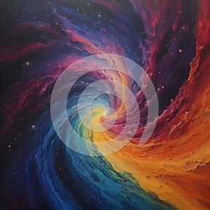 A mesmerizing cosmic display of vibrant, multicolored nebulae illuminating the dark , Ai-Generated Images