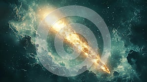 Soft Mint Watercolor Comet Streak Background photo
