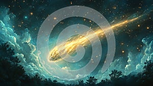 Soft Mint Watercolor Comet Streak Background photo