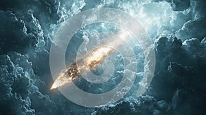 Soft Mint Watercolor Comet Streak Background photo