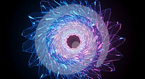 Abstract Neon Crystal Vortex Tunnel