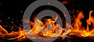 The mesmerizing dance of fire and flames illuminating the darkness. AI generated image