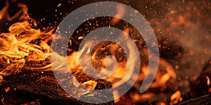 The mesmerizing dance of flames and sparks illuminating the darkness. AI generated image